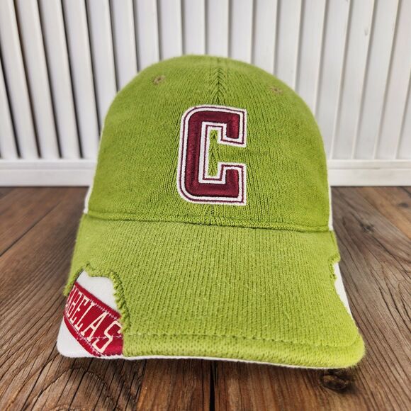 Cabela's Collegiate Varsity "C" Strapback Hat Cap Green Terry Cloth Distressed - Picture 2 of 11